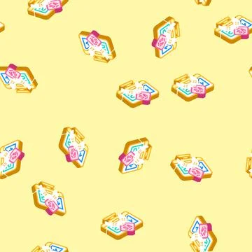 Multiplayer games game development isometric icon seamless pattern Stock Illustration