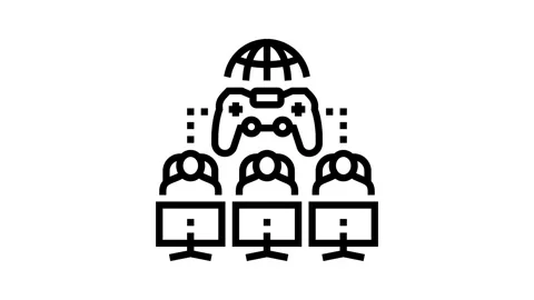 Multiplayer games game development line icon animation Stock Footage 326131510