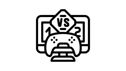 Multiplayer games game development line icon animation Stock Footage 326760428