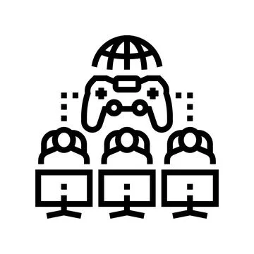 Multiplayer games game development line icon vector illustration Stock Illustration