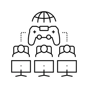 Multiplayer games game development line icon vector illustration Stock Illustration