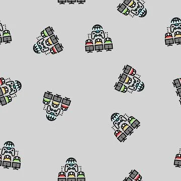 Multiplayer games game development vector seamless pattern Stock Illustration