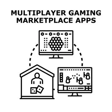 Multiplayer gaming marketplace apps abstract illustration Stock Illustration