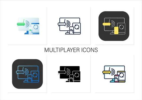 Multiplayer icons set Stock Illustration