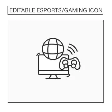 Multiplayer video game line icon Stock Illustration