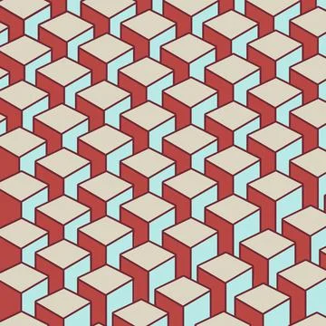 Multiple 3d blocks in seamless pattern against orange background vector Stock Illustration