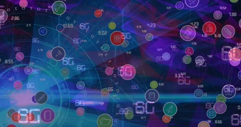 Multiple 6 texts and network of connections against plexus networks on blue Stock Footage 329692128
