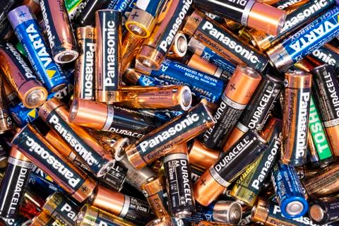 Multiple AA batteries Stock Photos