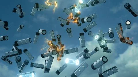 Multiple AAA Battery's in a sky Ilustração Stock