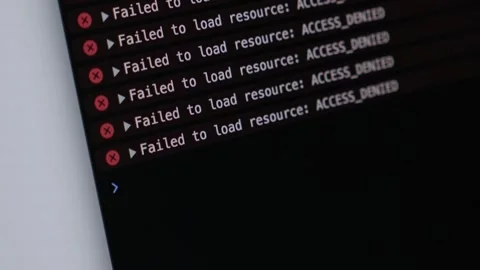 Multiple access denied errors in browser developer console showing failed r.. Stock Footage 304804588