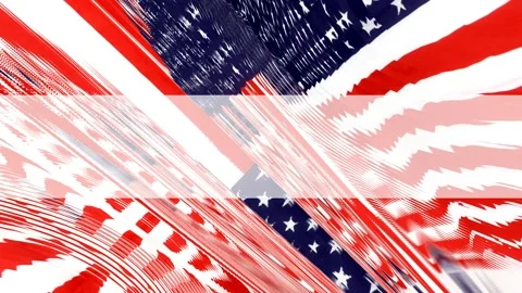 Multiple animated video transitions on USA flag theme, copy space banner Stock Footage 122872246