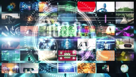 Multiple animations in digital data overlay broadcasting user interface. Mod Stock-Footage 249254573