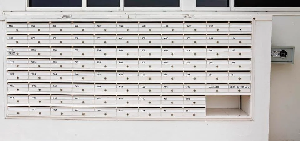 Multiple Apartment Building Mailboxes Stock Photos