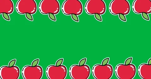 Multiple apple icons moving in seamless pattern with copy space against black Stockbeeldmateriaal 318769353