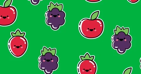 Multiple apple, radish grapes icons moving in seamless pattern against black Stock Footage 327009050
