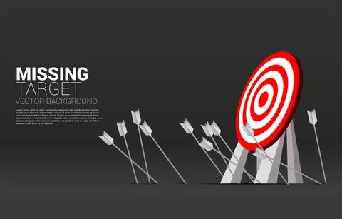 Multiple arrow archery missing target on tripod on the floor. Business Concep Stock Illustration