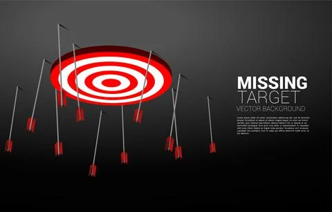 Multiple arrow archery missing target. Business Concept of marketing target a Stock Illustration