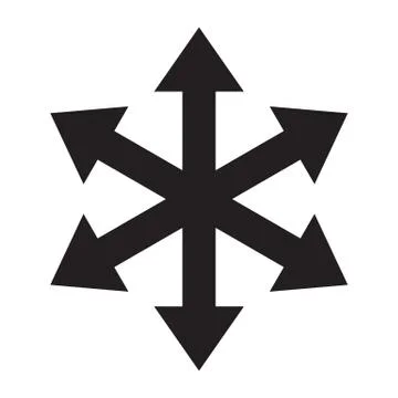Multiple arrow direction icon. Vector six way arrow option symbol or sign for Illustrazione stock