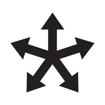 Multiple arrow direction icon. Vector five way arrow option symbol or sign fo Illustrazione stock