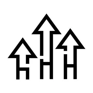 Multiple arrows growing upwards representing business success Illustrazione stock