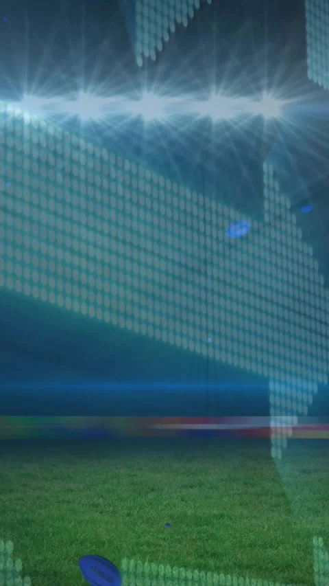 Multiple arrows moving and uruguay print on rugby balls falling against sports Stock Footage 324434637