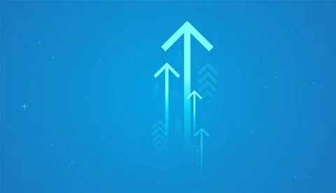 Multiple arrows moving up together represent companies scaling up, increasi.. Stock-Illustration