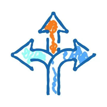 Multiple arrows showing path choices and direction options Illustrazione stock