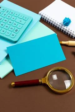 Multiple Assorted Collection Office Stationery Photo With Pens Pencils Notepads Stock Photos