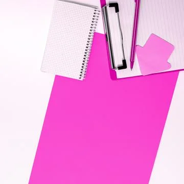 Multiple Assorted Collection Office Stationery Photo With Pens Pencils Notepads Stock Photos