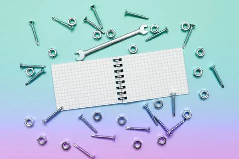 Multiple Assorted Collection Office Stationery Photo With Pens Pencils Notepads Foto stock