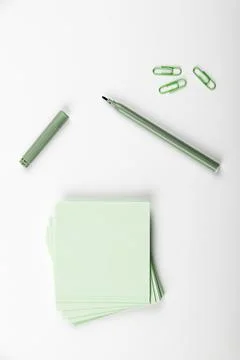 Multiple Assorted Collection Office Stationery Photo With Pens Pencils Notepads Foto stock