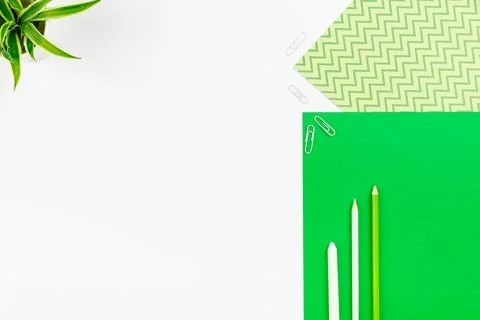 Multiple Assorted Collection Office Stationery Photo With Pens Pencils Note.. Stock Photos