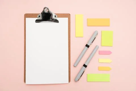 Multiple Assorted Collection Office Stationery Photo With Pens Pencils Note.. Stock Photos