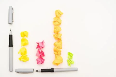 Multiple Assorted Collection Office Stationery Photo With Pens Pencils Note.. Stock Photos