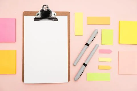 Multiple Assorted Collection Office Stationery Photo With Pens Pencils Note.. Stock Photos