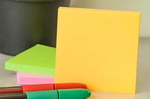 Multiple Assorted Collection Office Stationery Photo With Pens Pencils Note.. Stock Photos