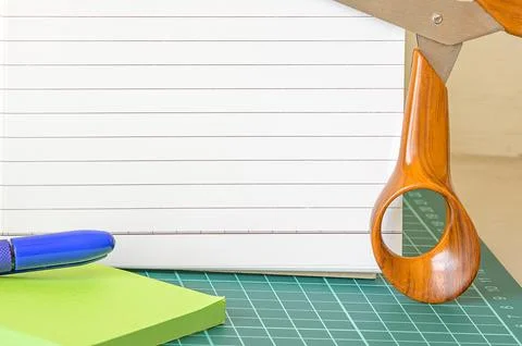 Multiple Assorted Collection Office Stationery Photo With Pens Pencils Note.. Stock Photos