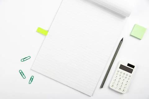 Multiple Assorted Collection Office Stationery Photo With Pens Pencils Note.. Stock Photos