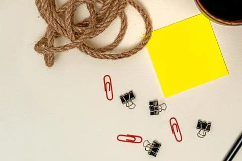 Multiple Assorted Collection Office Stationery Photo With Pens Pencils Note.. Stock Photos