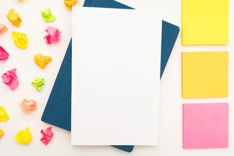 Multiple Assorted Collection Office Stationery Photo With Pens Pencils Note.. Stock Photos