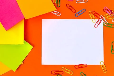 Multiple Assorted Collection Office Stationery Photo With Pens Pencils Note.. Stock Photos