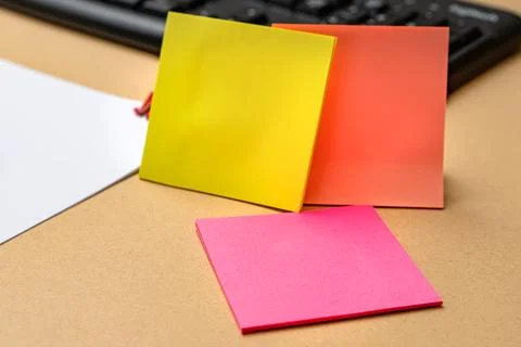 Multiple Assorted Collection Office Stationery Photo With Pens Pencils Note.. Stock Photos