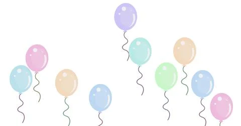 Multiple balloons flying against white background Stock Illustration