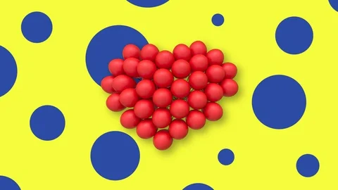 Multiple balloons forming a heart in the center, yellow background blue spots Stock Footage 113142248