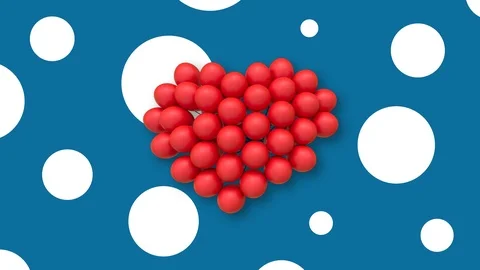 Multiple balloons forming a heart in the center, blue background white spots Stock Footage 113142810