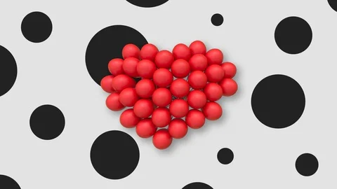 Multiple balloons forming a heart in the center, white background black spots Stock Footage 113142858