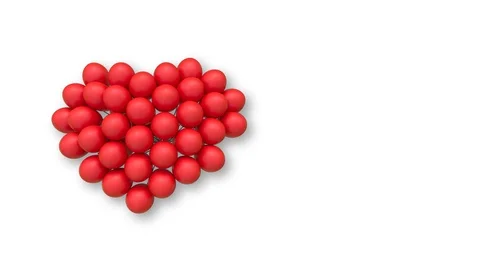 Multiple balloons forming a heart, left side, pure white background Stock Footage 113141931