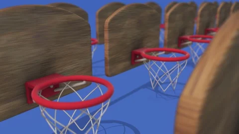 Multiple Basketball Hoops in a row 4k Video stock 148510197