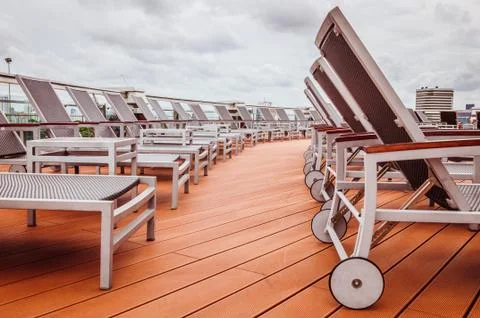Multiple beach beds Stock Photos