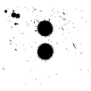 Multiple black ink drops and splashes, vector illustration clip art Stock Illustration